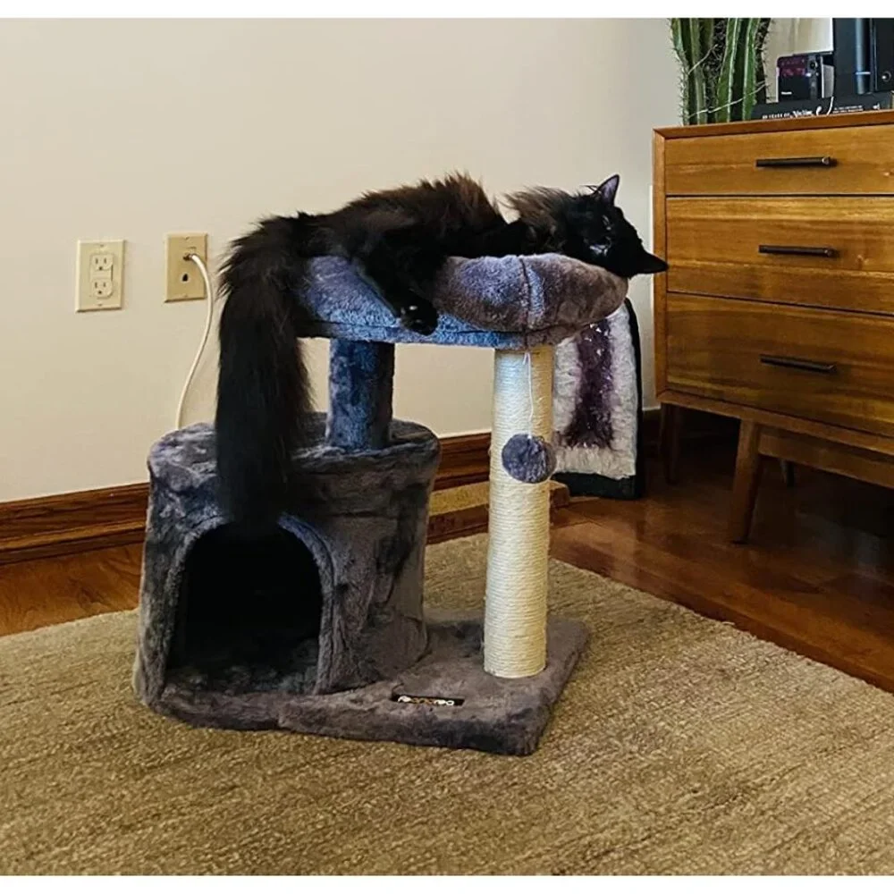 New Cat Tree Tower, Smoky Gray Condo with Sisal Scratching Post for Kittens - Picture 2 of 9